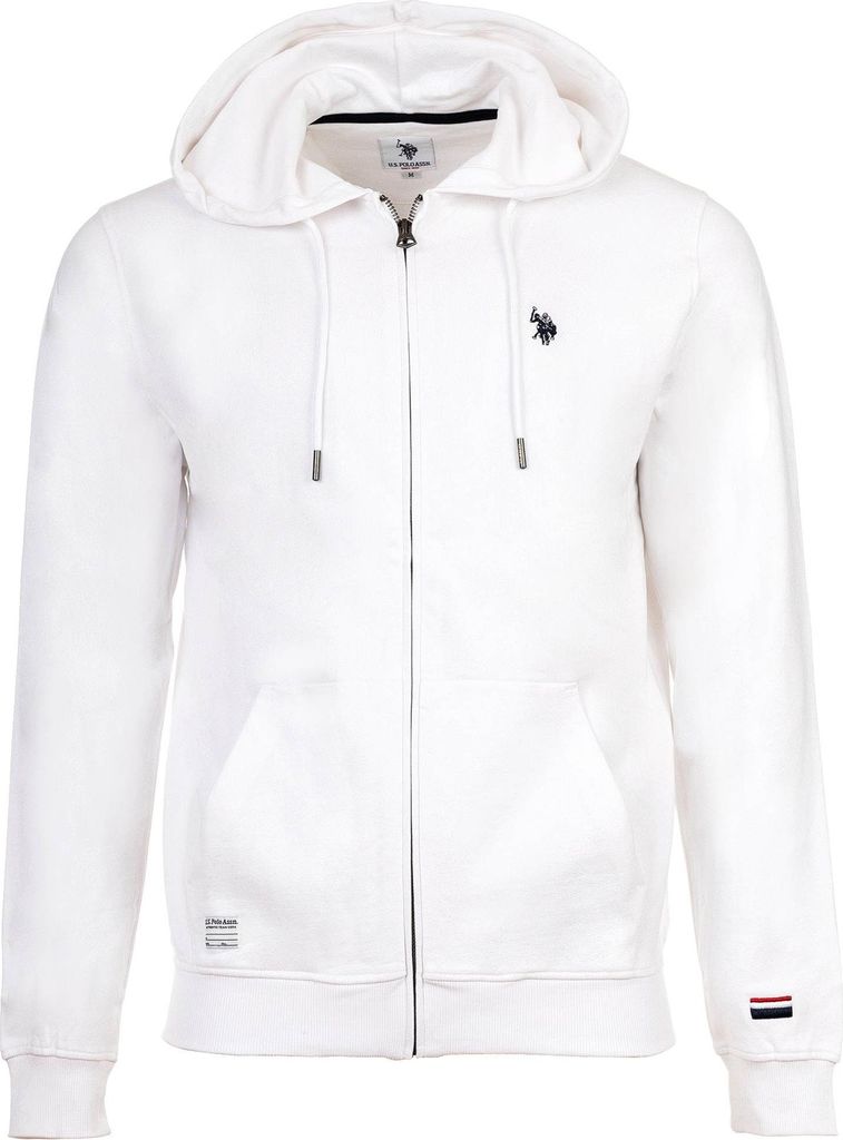 U.S. POLO ASSN. Herren Sweatjacke - Diagonal Fleece Carbon Finish, Zip- Jacke, Kapuze, Baumwolle Weiß M