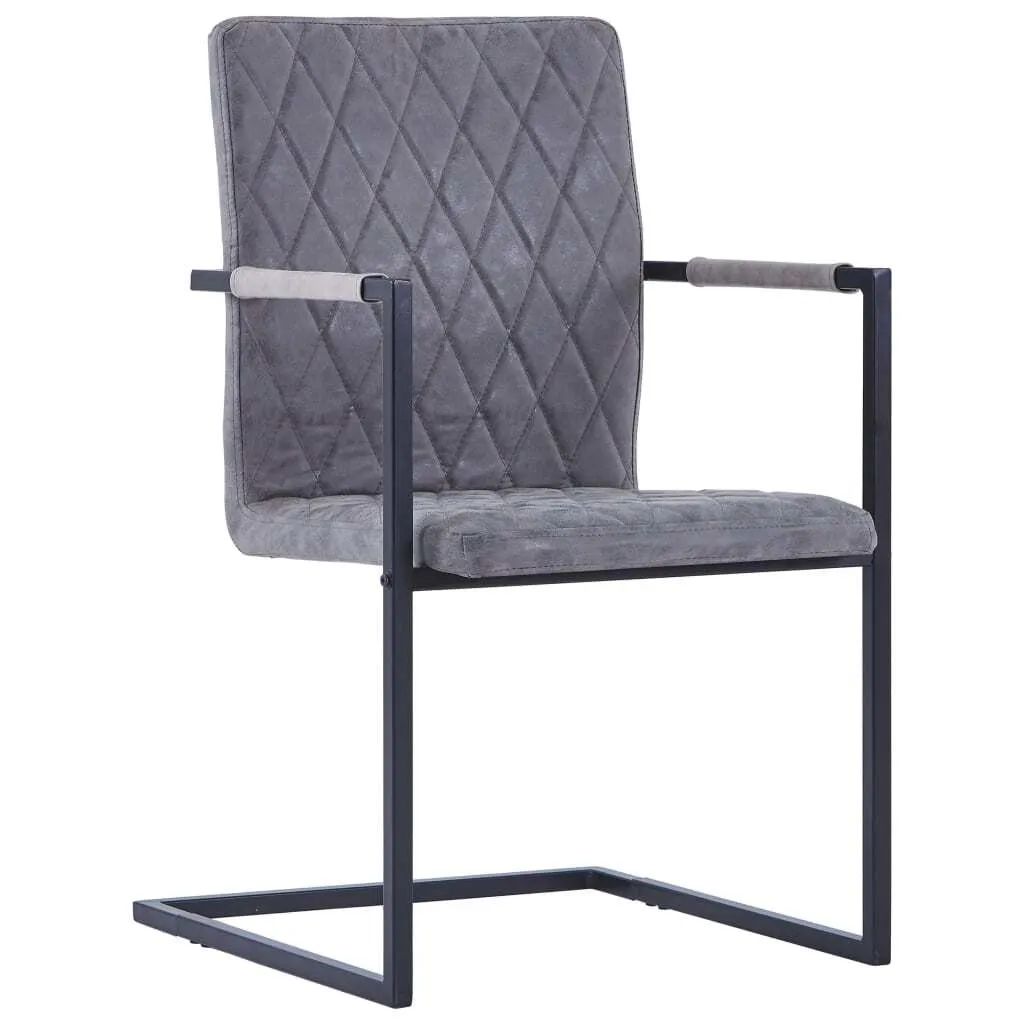 Chaise cantilever similicuir gris lot de 2 : confort et entretien aisé