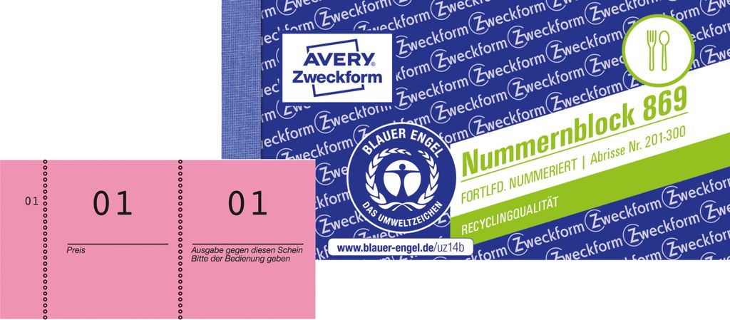 Avery Zweckform 869-10-3, Nummernblock, rot, nummeriert Produktbild 