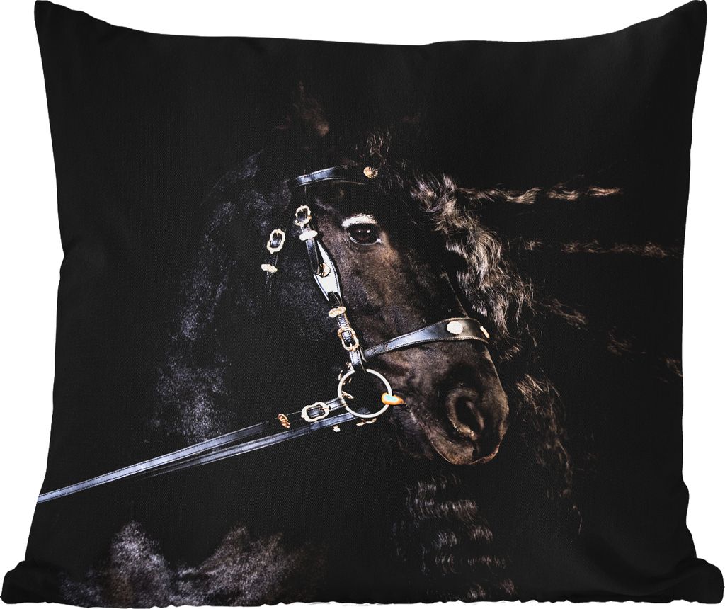 MuchoWow Outdoor Kissen - Pferd - Halfter - Mähne - 50x50 cm - Wetterfest - Lounge Kissen - Komfortabel - Kissen mit Bild