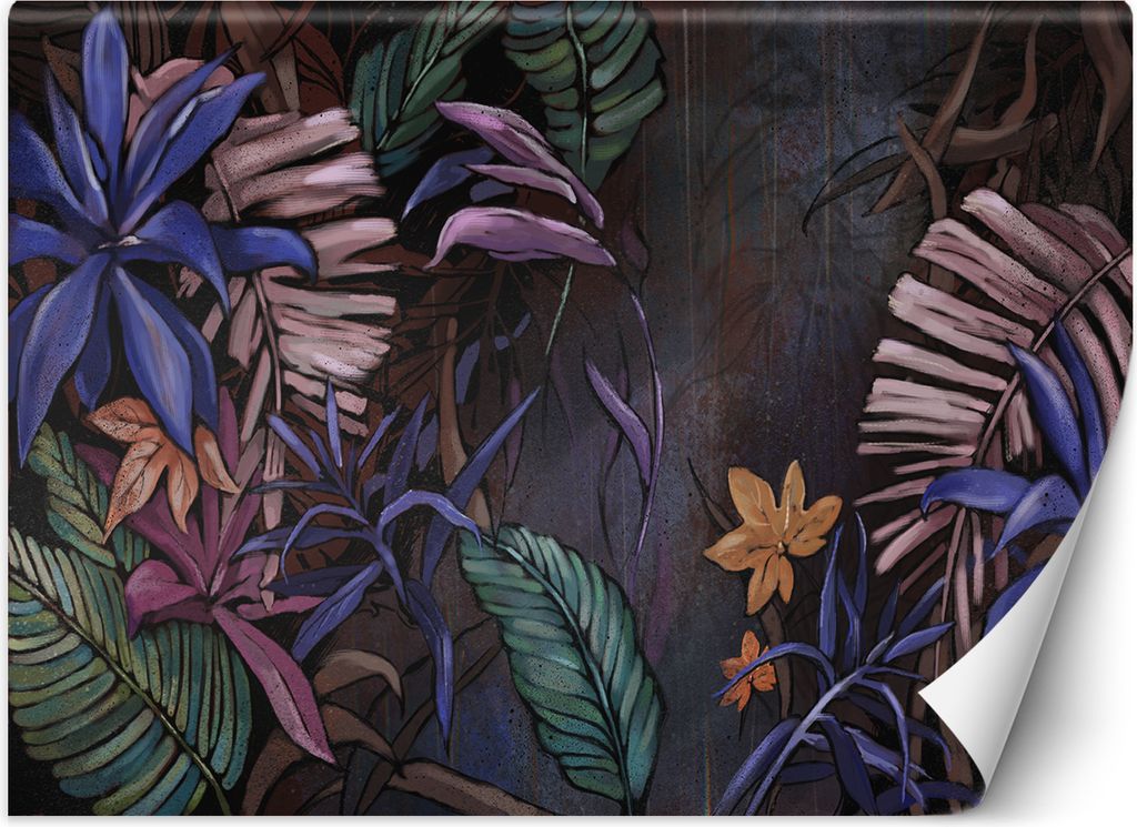 Vlies fototapete Exotische Dschungelblätter gemalt 200x140 cm Feeby Lila inkl. Kleber einfache Montage