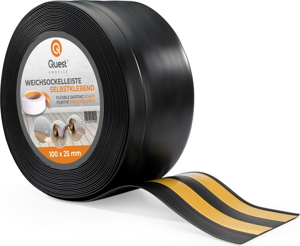 QUEST Weichsockelleiste Selbstklebend 100x25mm, 15m, Produktbild 