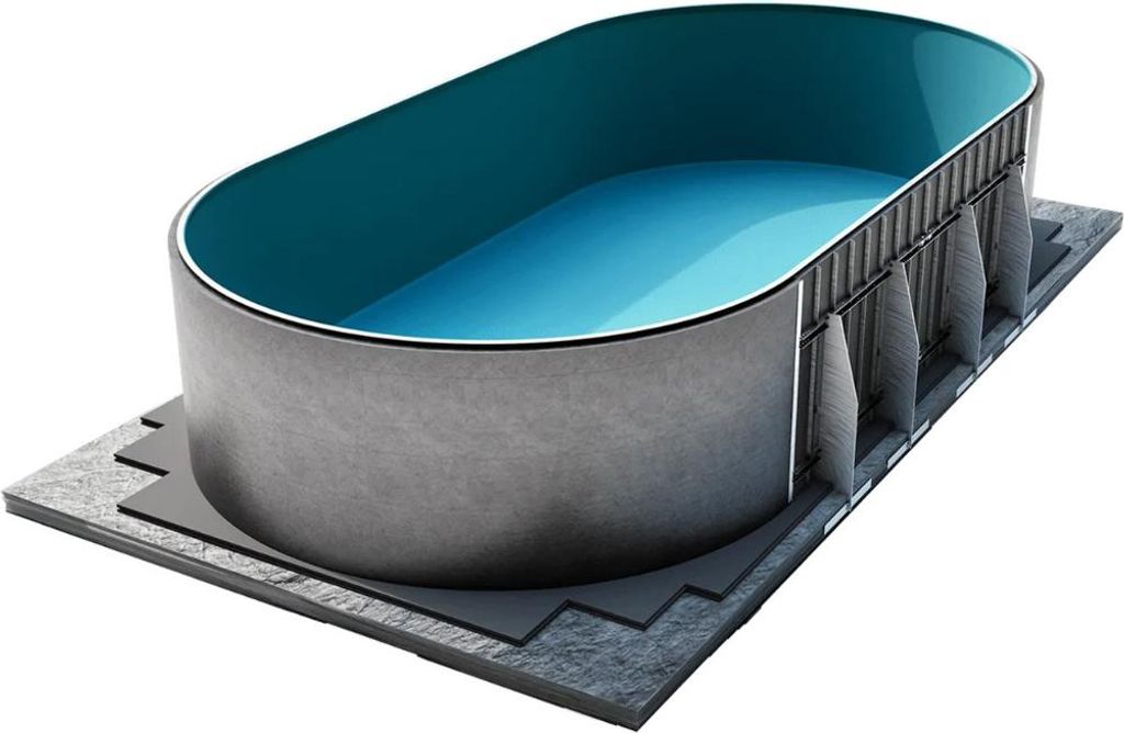 conZero Komplett Set oval 350x700x150cm Hartschaum Verschalung Bodenplatten Pool