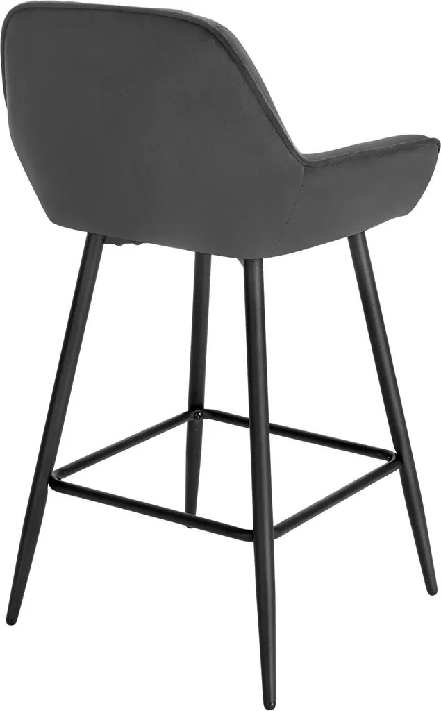 Tabouret de bar pour îlot central en velours gris avec dossier - Set de 2 - 4