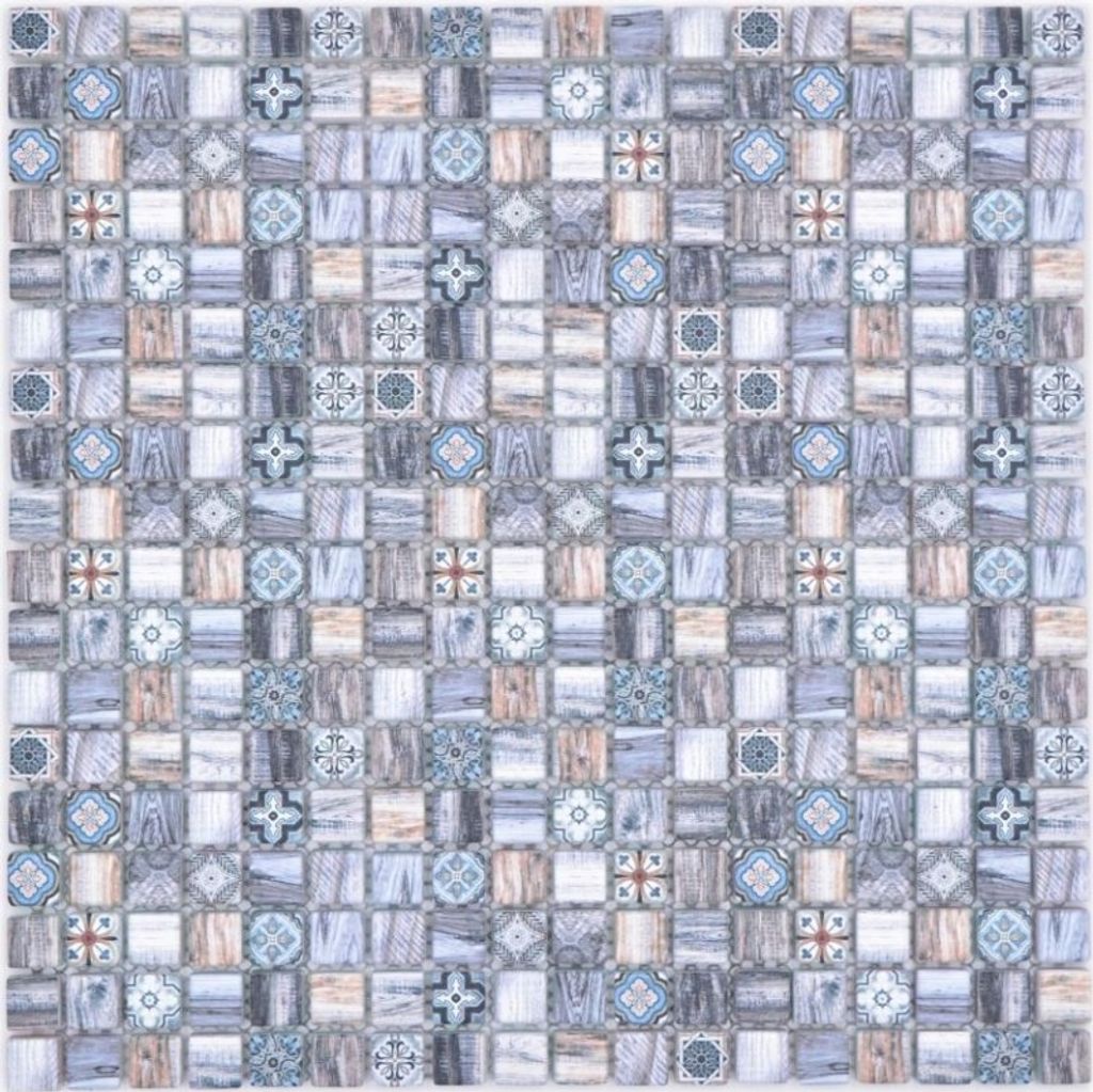 Mosaikfliese Retro Biscuit Blau - Glasmosaik Für Wand Und Innenbereich