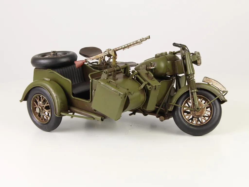 Side-car MG militaire Moritz Design en étain - Modèle de collection 36cm
