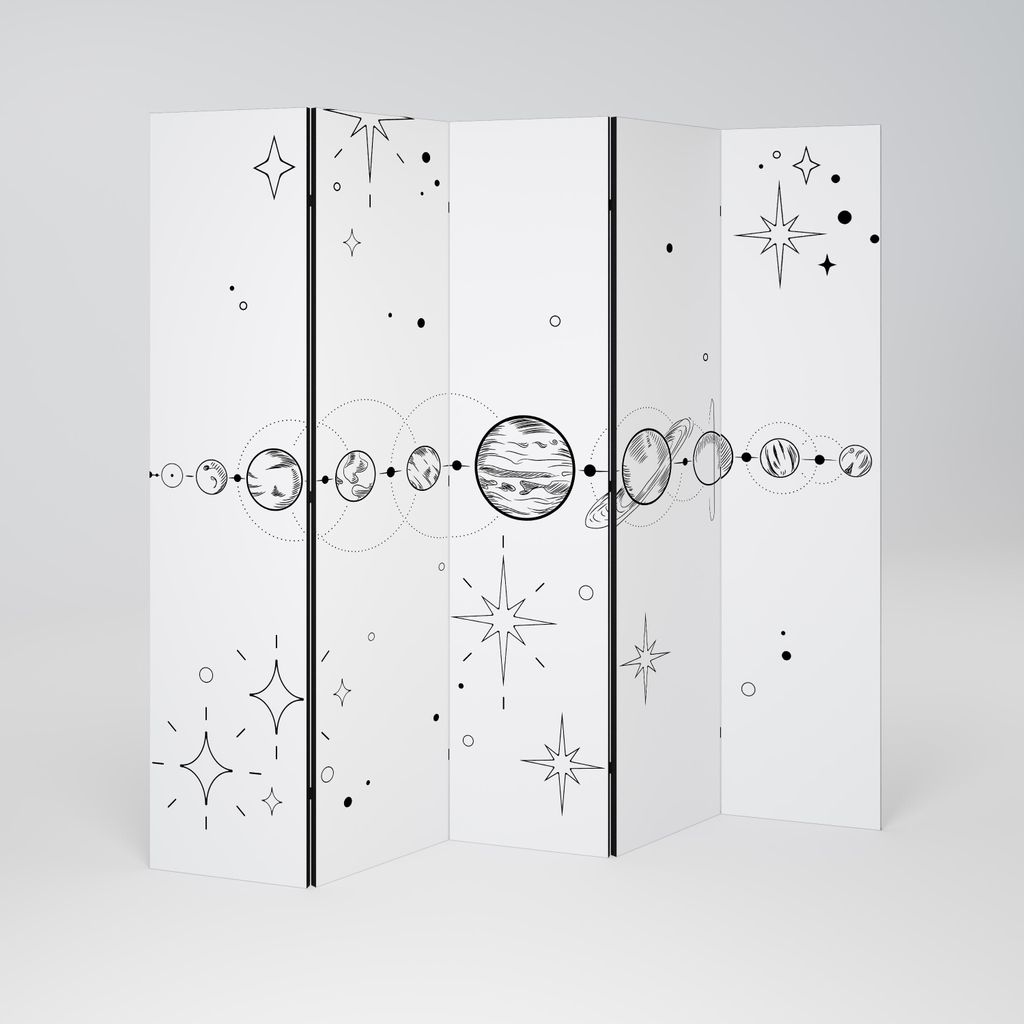 SpaceRebels Paravent Raumteiler - 5-teilig Raumtrenner, Druck 2-Seite - Raumtrenner - Trennwand Wohnung - Room Divider - Spanische Wand Deko Modern...