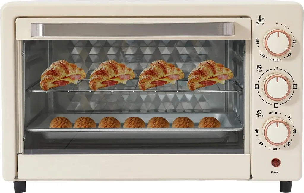 Mini-four 22L blanc 1000W avec grill pour pizzas et pains croustillants
