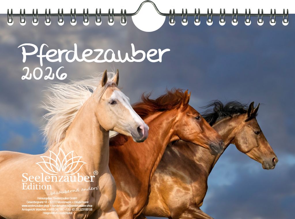 Pferdezauber DIN A5 Kalender für 2026 Pferde und Fohlen - Seelenzauber
