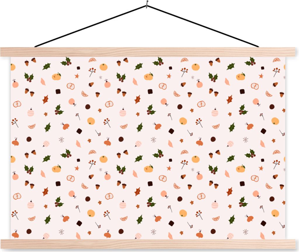 MuchoWow Textilposter Winter - Weihnachten - Mistelzweig 60x40 cm mit holzfarbenen Rahmen - Bilder