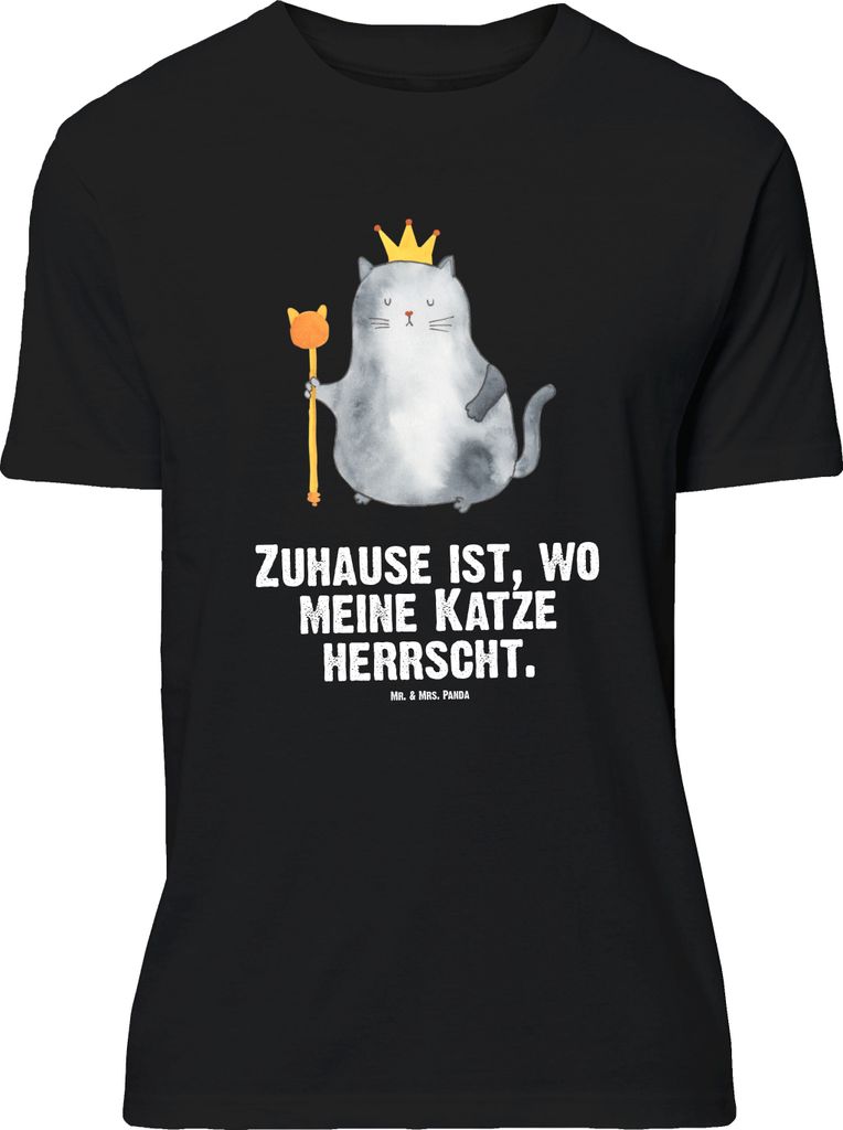 Mr. & Mrs. Panda Größe L T-Shirt Katze König - Schwarz - Geschenk, Queen, Cats, Krone, Haha, Wohnung, mit Spruch, Shirt, Katzen, Tshirt