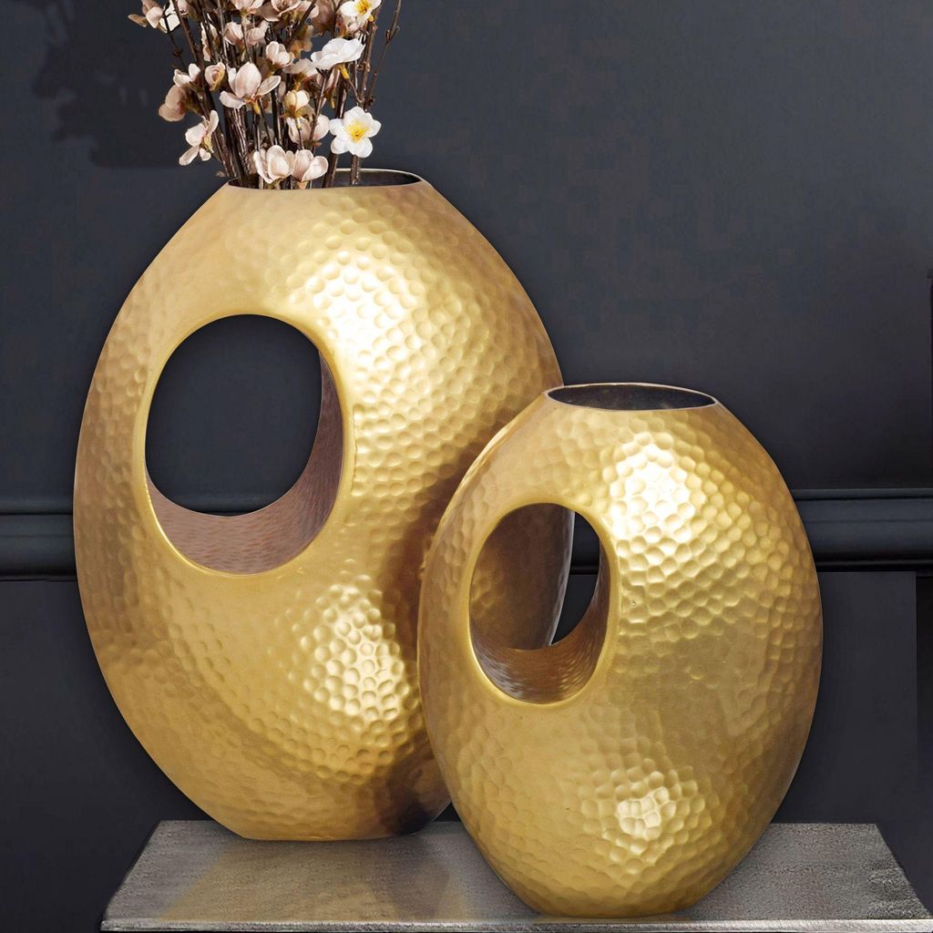 Set da 2 vasi decorativi FineBuy in alluminio dorato con Immagine del prodotto 