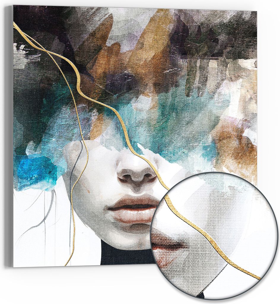 DEQORI Hybrid Leinwand Bild 30x30 cm 'Gefühlswirbel' Wandbild Glas flach modern
