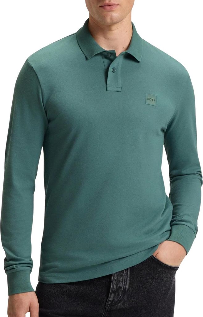 Boss Orange Polo langarm schmaler Schnitt grün
