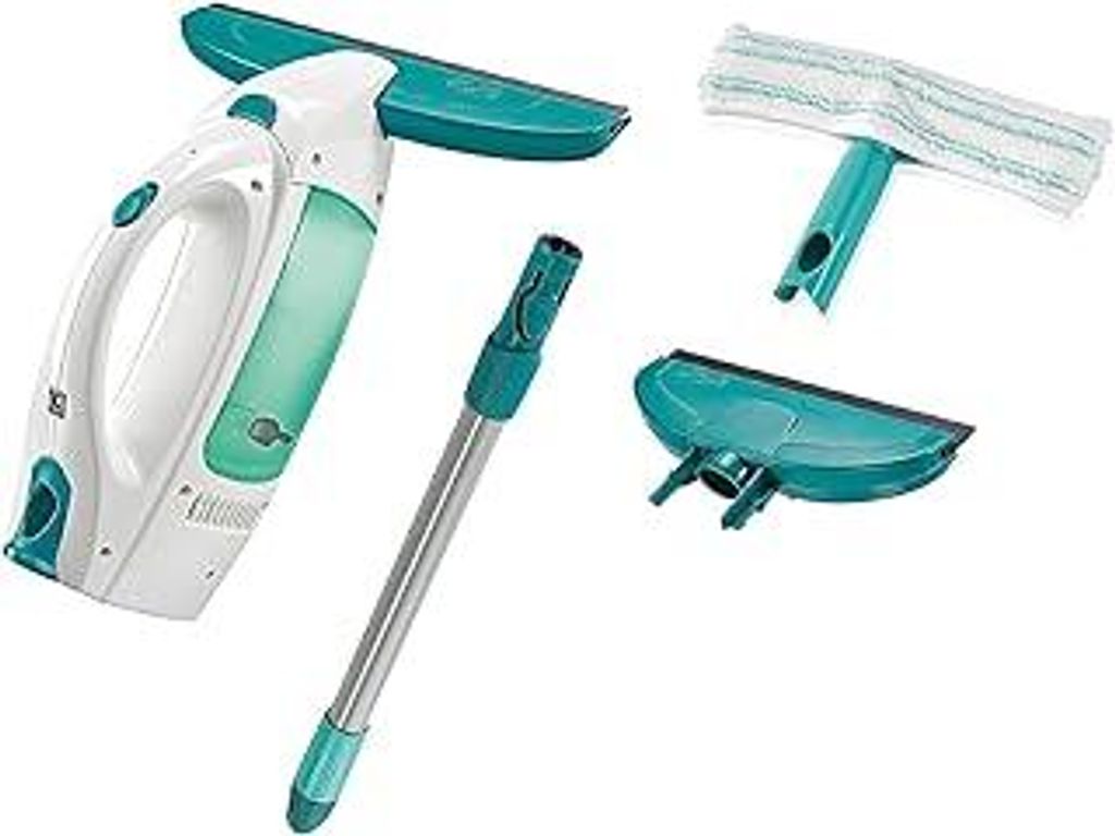 Leifheit Fenstersauger Set Dry & Clean mit Stiel & Einwascher und zweiter Düse fu?r 360° streifenfreie Reinigung, verwendbar bis zu 38 min, Fenst...