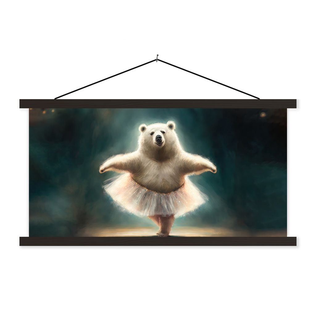 MuchoWow Textilposter Eisbär - Rock - Ballett - Porträt - Tiere - Kinder 120x60 cm mit schwarzem Rahmen - Dekoration Schlafzimmer