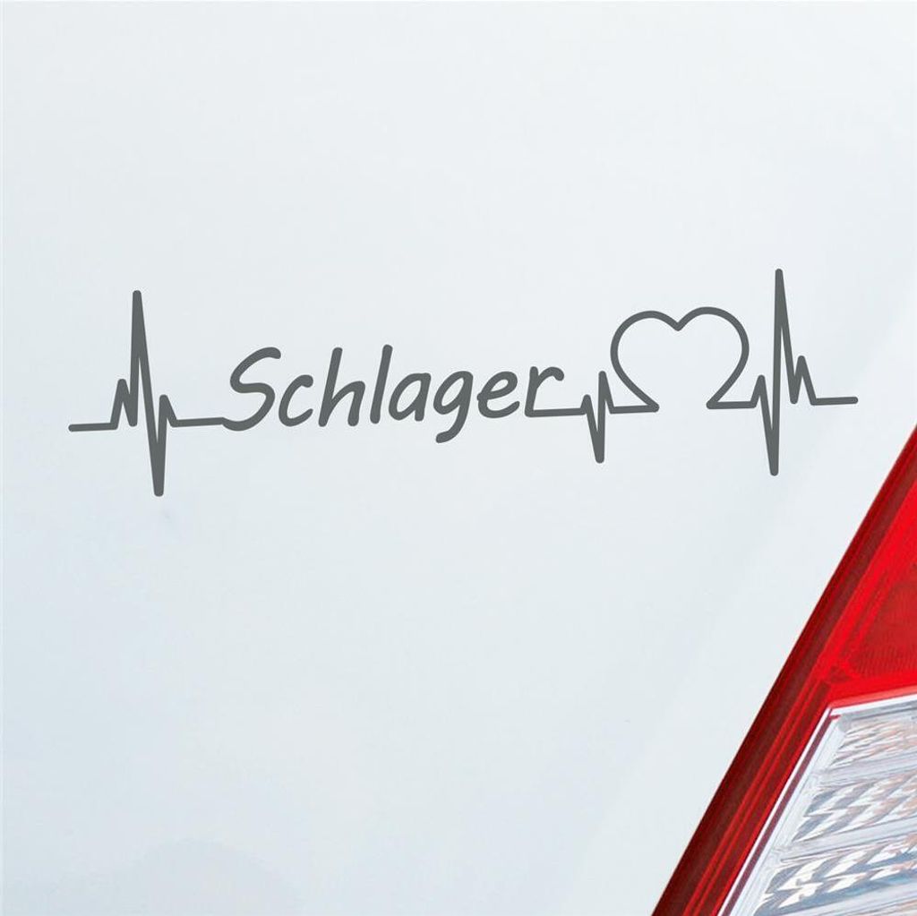 Auto Aufkleber Schlager Puls Herzschlag 19x5 cm Grau Sticker Heckscheibenaufkleber