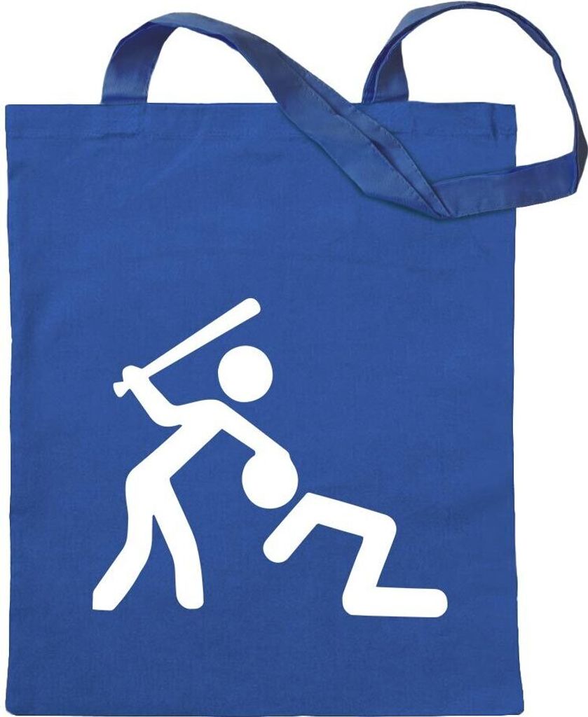 Kiwistar - Baumwolltasche - royalblau - Knüppel Schläger Warnung - Turnbeutel Fun Rucksack Sport Beutel Gymsack Ziehgurt