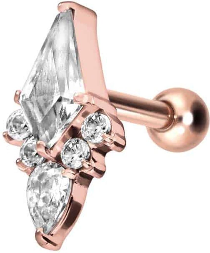 Ohrpiercing Titan Ohrpiercing mit Innengewinde KRISTALLSCHILD RoséGold Stablänge: 8mm