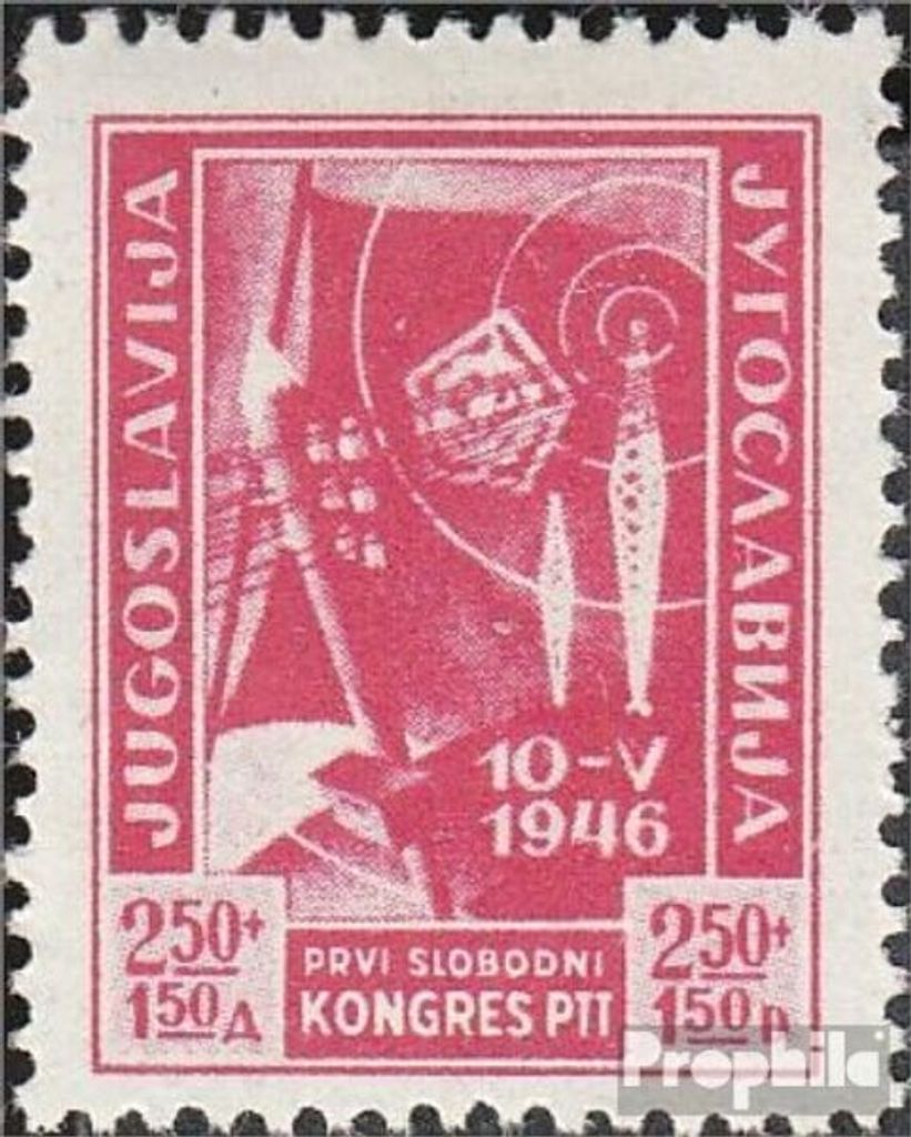 Briefmarken Jugoslawien 1946 Mi 498 postfrisch Postkongress in Belgrad