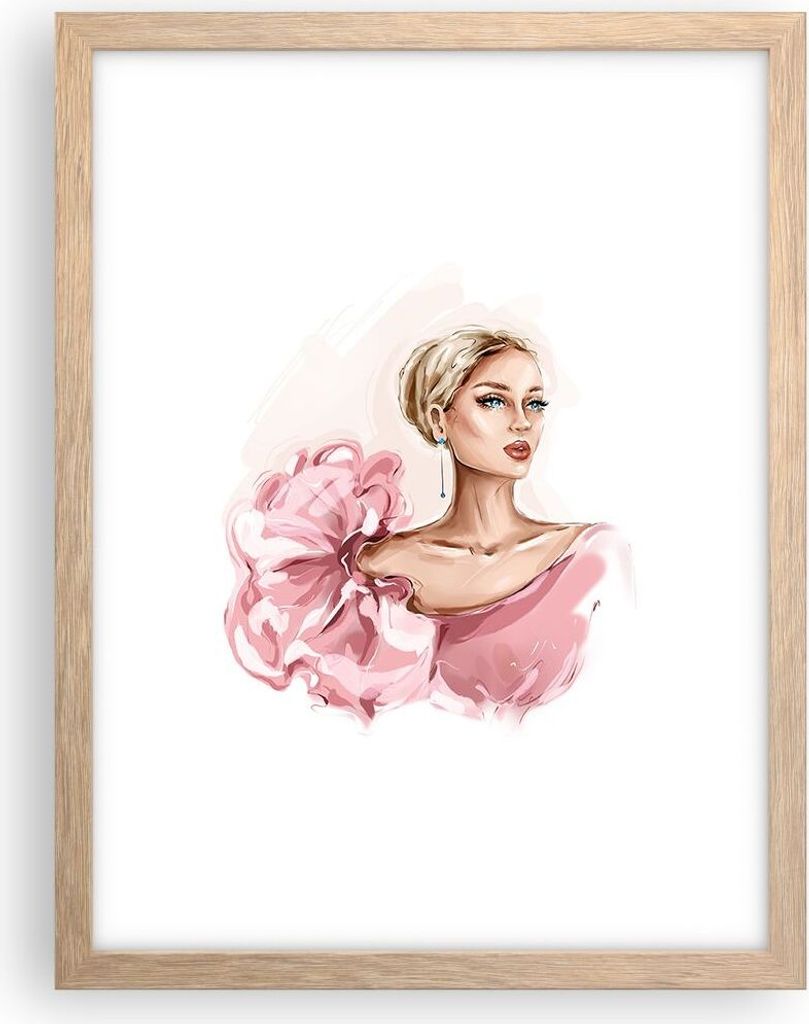 Gerahmtes Poster - Rahmen in heller Eiche - Frau Künstlerin Mode - 30x40 cm - Wand Bild - Wanddeko - Wandbilder - Kunstposter - Wandposter - Bilde...