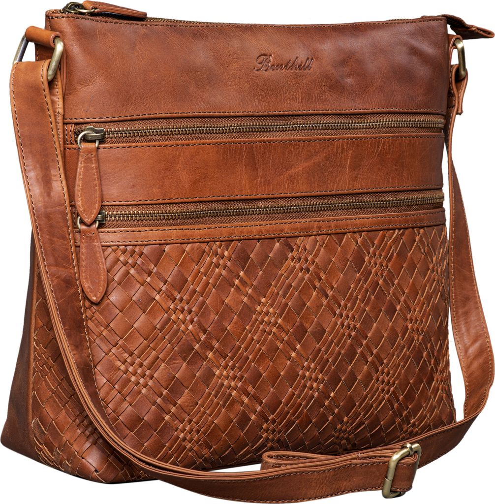 Benthill Shopper Damen Leder - Ledertasche mit Reißverschluss - Umhängetasche aus Echtleder - Handtasche Vintage - Bag Beutel - Frauen Schulterbe...