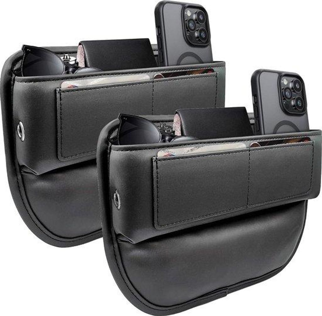 Auto-Organizer für SUV, LKW und Pkw - 2 Stück Schwarz - Leder - Autozubehör
