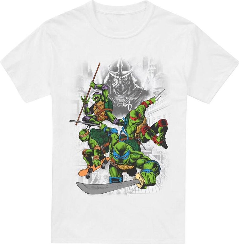 Teenage Mutant Ninja Turtles - "Shredder And Turtles" T-Shirt für Herren TV6666 (5XL) (Weiß)