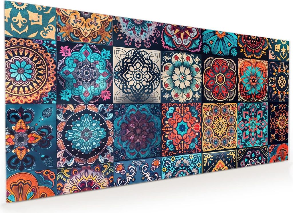 Küchenrückwand Spritzschutz Glas mit Motiv Mandala Mosaik Teppich 40 x 40 cm