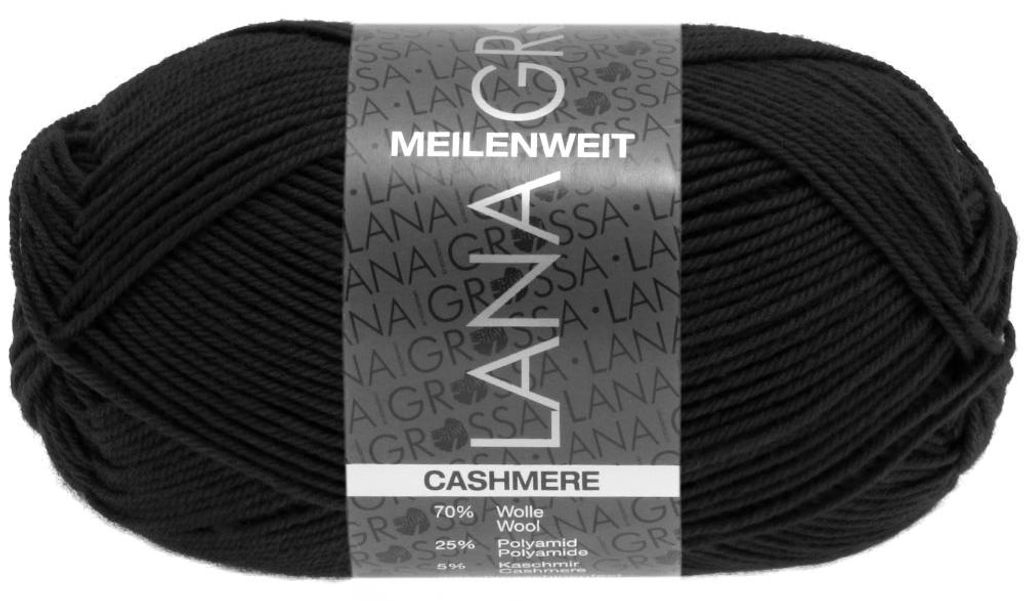 Lana Grossa - Meilenweit 4-fach 50g Cashmere 0008 schwarz Produktbild 