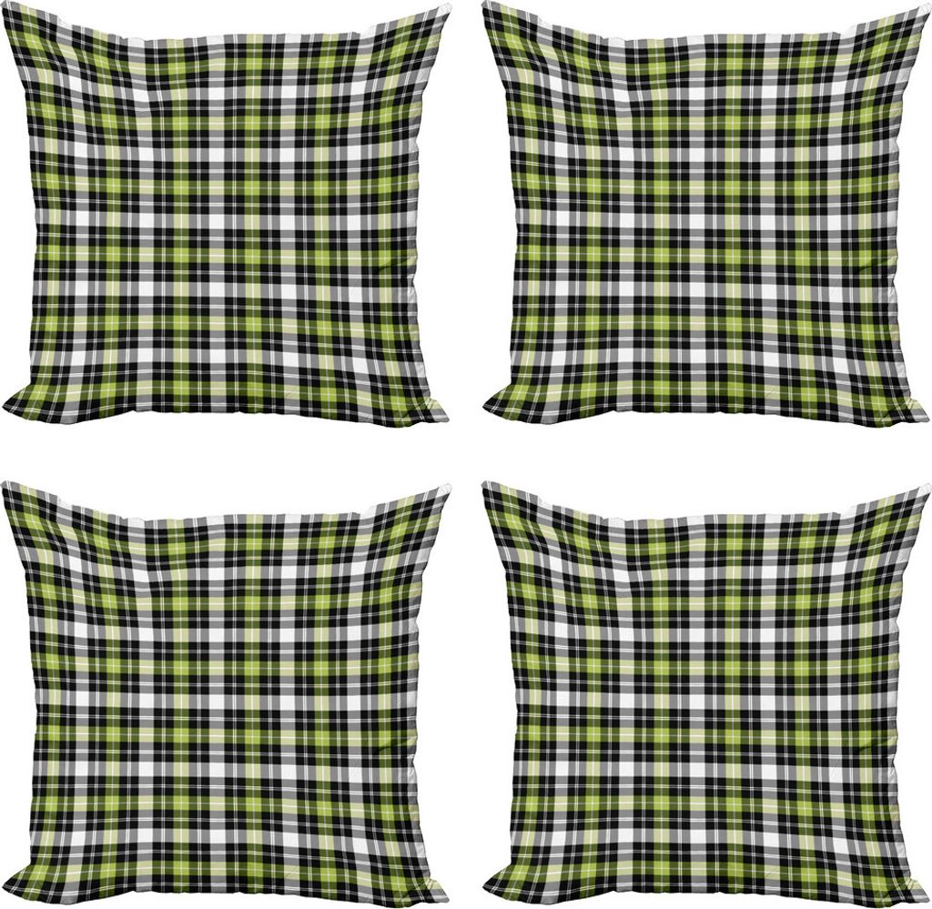 ABAKUHAUS Abstrakt Kissenbezug Set (4 Stück), Vertikal Quadrat Linien, Moderner Doppelseitiger Digitaldruck, 60 cm x 60 cm, Schwarz Grau Lime Green