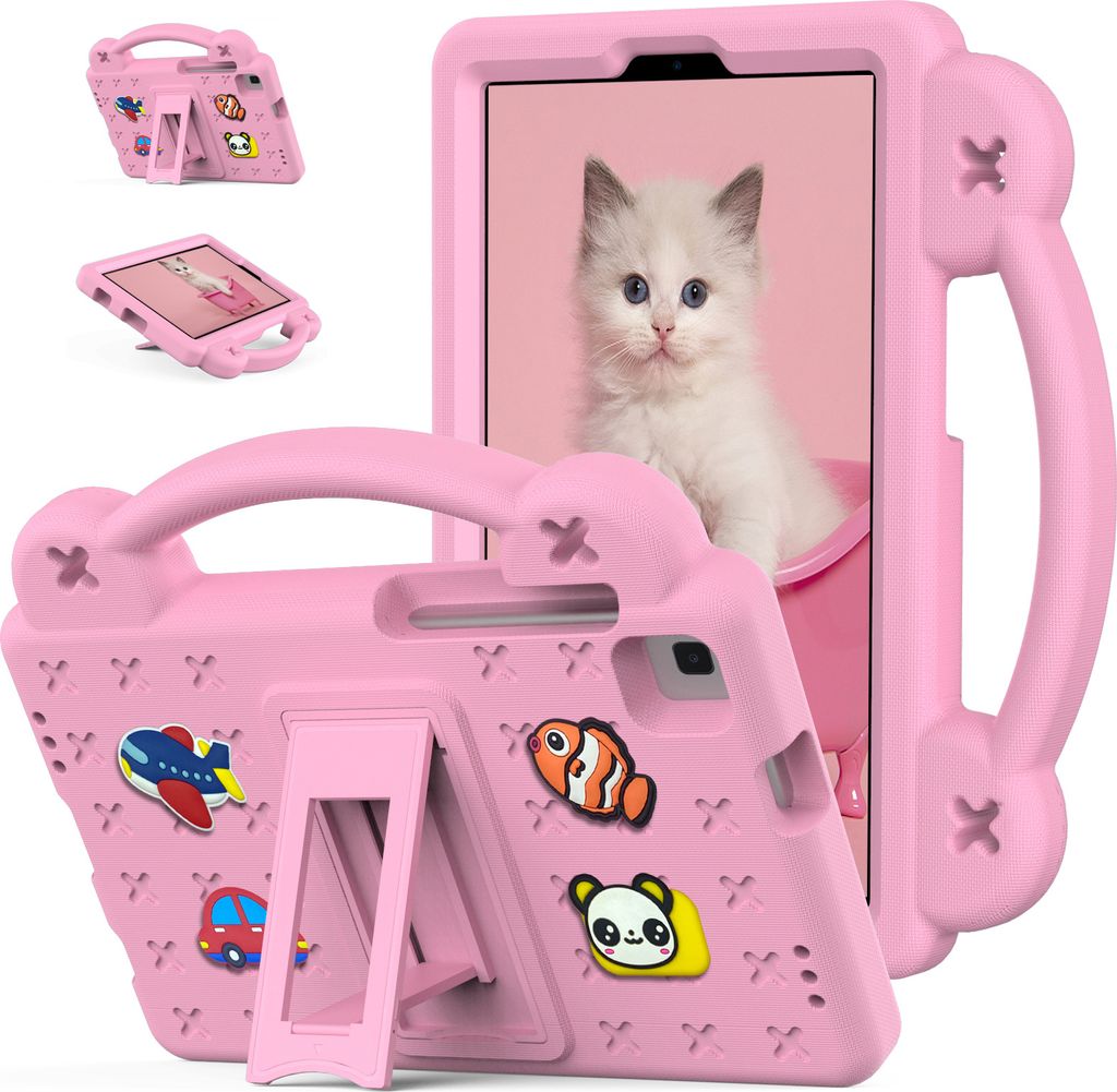 Schutzhülle für Samsung Galaxy Tab A7 Lite 8.7" 2021 SM-T220/T225/T227 Niedliche Hülle für Kinder, Stoßfest mit Griff und Ständer Pink