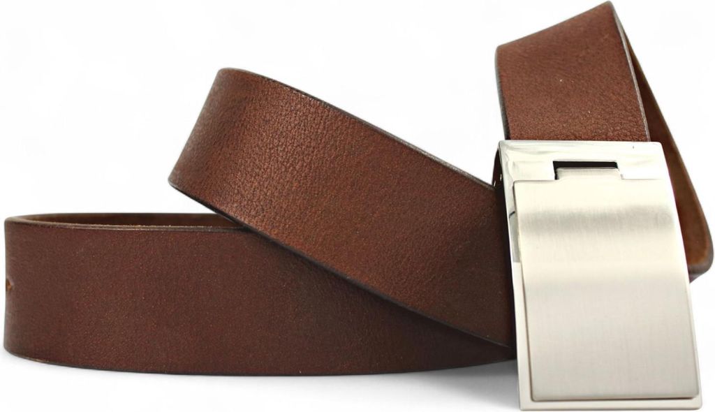 FRONHOFER klassischer Herrengürtel, Klappschnalle versilbert, selber kürzbar, 4 cm breit