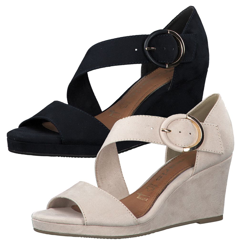 Tamaris 1-28072-34 Damen Sandalen Keilabsatz Sandaletten, Größe:39 EU, Farbe:Blau