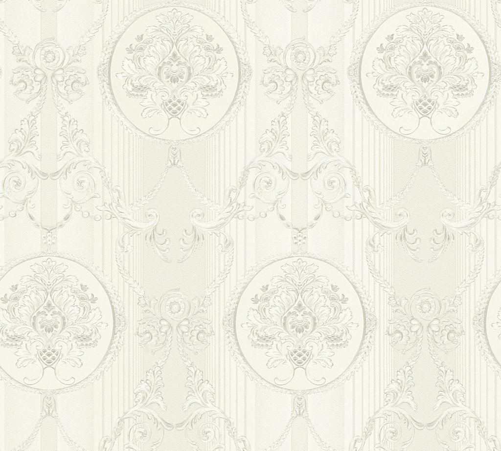 A.S. Création Barocktapete Hermitage Tapete mit Ornamenten Vliestapete grau silber weiß 10,05 m x 0,53 m