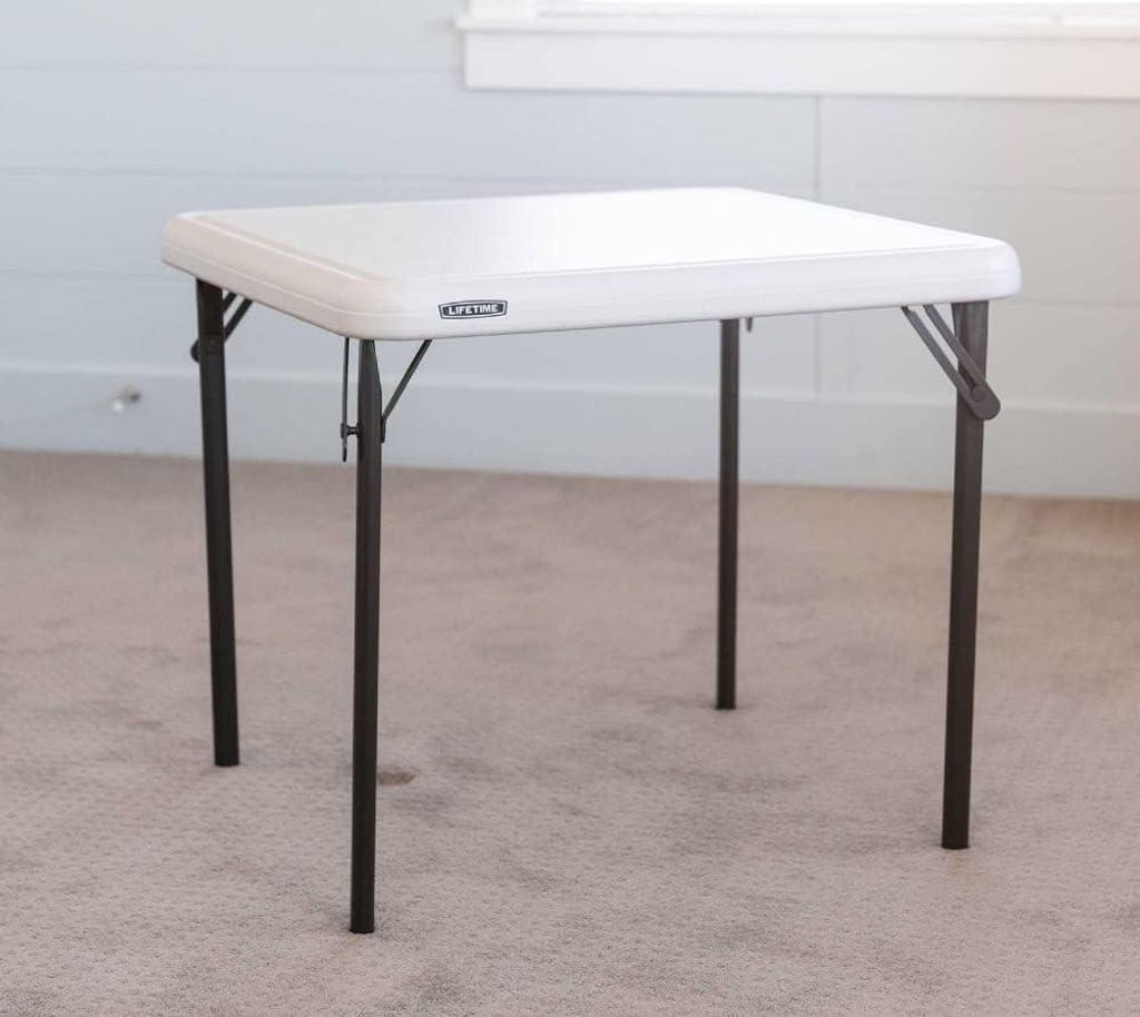 Klapptisch & Beistelltisch 61x61x54 cm Weiß - Kinderspeeltafel aus Stoff und Metall