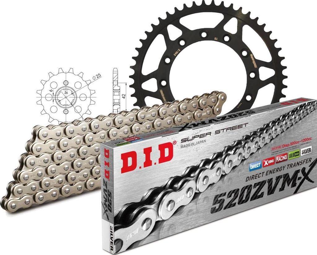 DID Kit Stahl Kompatibel mit Honda CL250 SC 82-83 14-51-106 DID520ZVM-X(S&S) Endlos