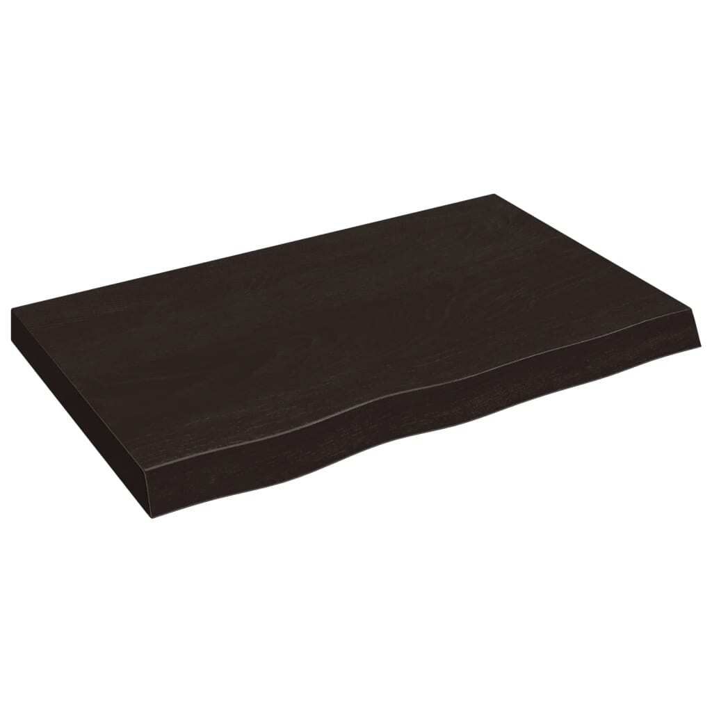 vidaXL Tischplatte Dunkelbraun 80x50x(2-6)cm Massivholz Eiche