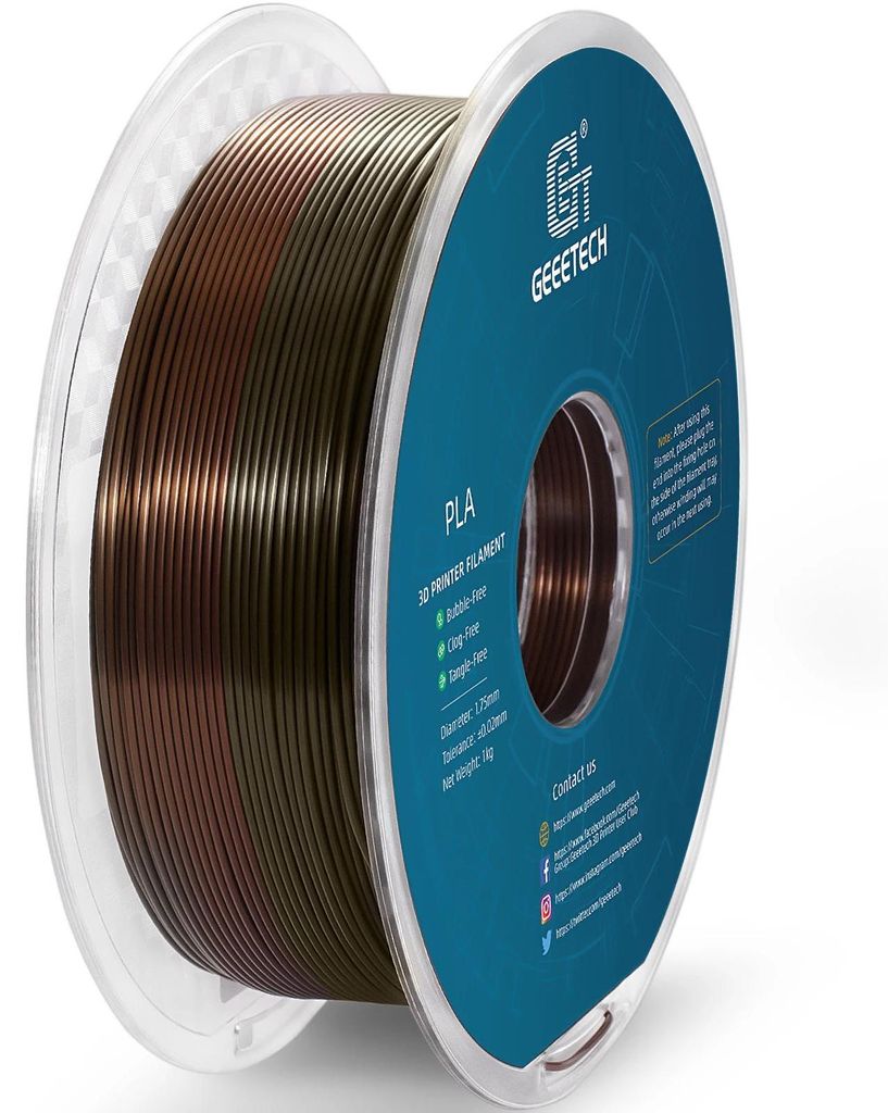 Silk PLA Filament - 3D-Drucker Filament 1,75 mm Spule - Seidenglänzende Oberfläche - Für FDM 3D-Drucker - Vakuumverpackt - Seidenbronze Regenbogen