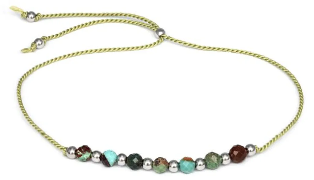 Bracelet à cordon avec turquoise véritable HE37R3S-LG - Bijou Artisanal