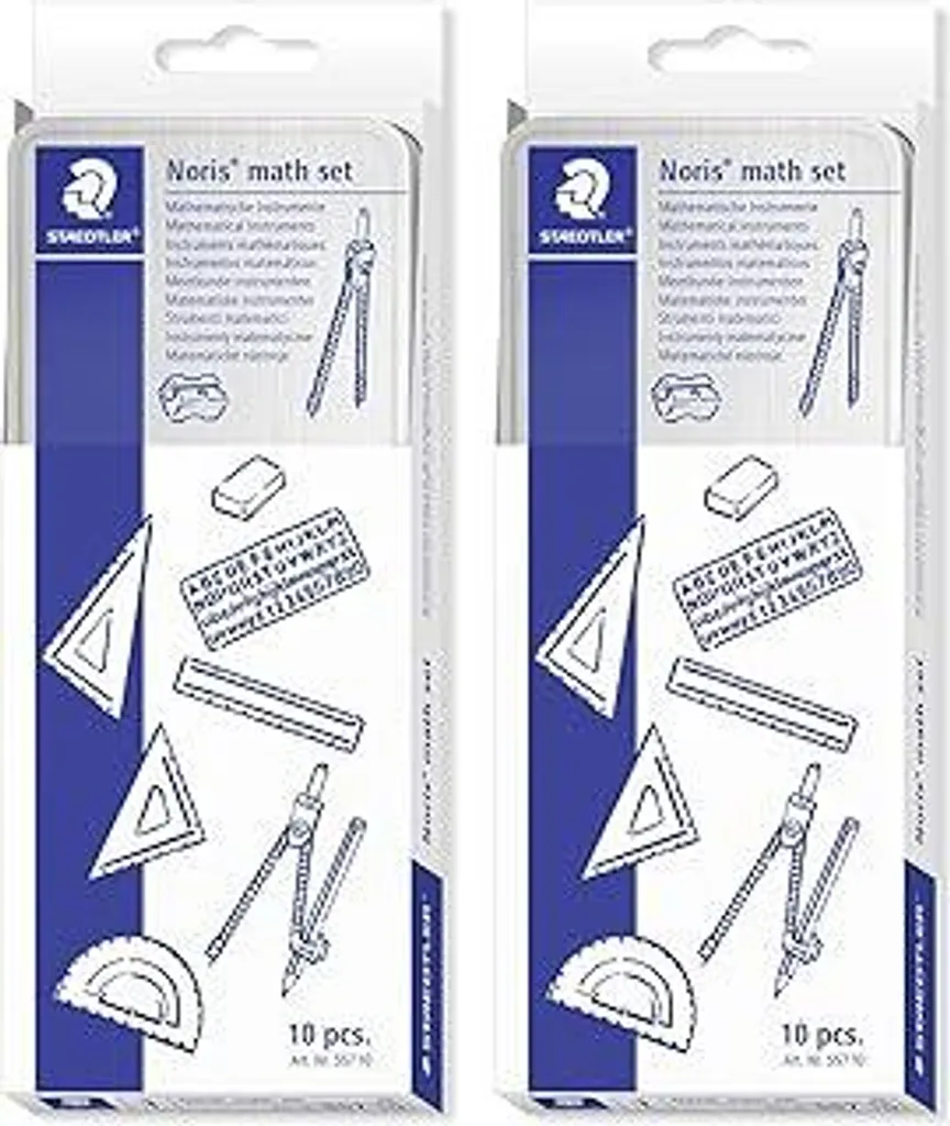 Set geometrico STAEDTLER in astuccio metallico – Set da disegno da 20 pezzi con compasso e accessori – Set scolastico con righello, triangoli e sagoma – Set completo per la matematica per lavorare con precisione - 1