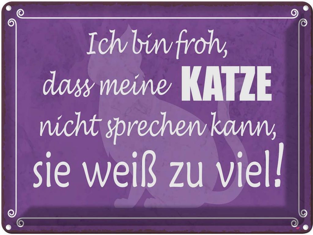 vianmo Blechschild 30x40 cm froh meine Katze nicht sprechen Spruch Zitat