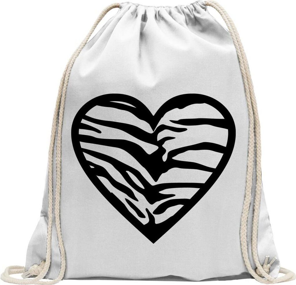 Kiwistar - Turnbeutel - weiss - Tiger - Fun Rucksack Sport Beutel Gymsack Baumwolle mit Ziehgurt