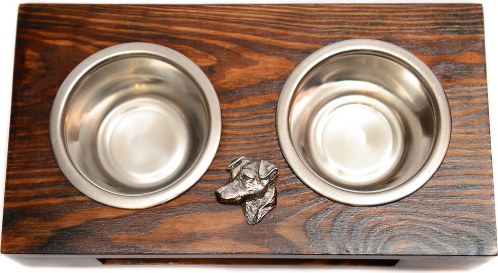 Jack Russell Terrier - Holzständer mit Näpfen für Hunde, Edelstahlnäpfe, Geschenk zur Adoption eines Hundes von der Marke Art-Dog