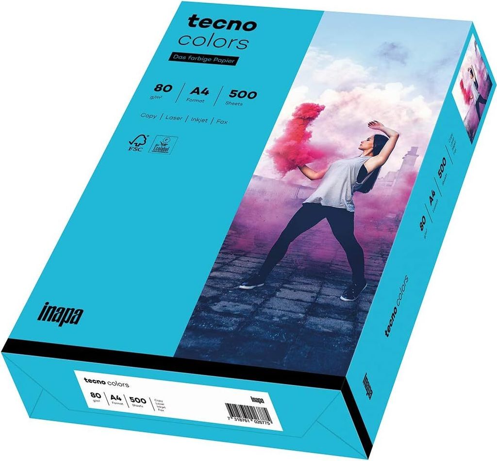 tecno Multifunktionspapier colors A4 80 g/qm blau 500 Blatt
