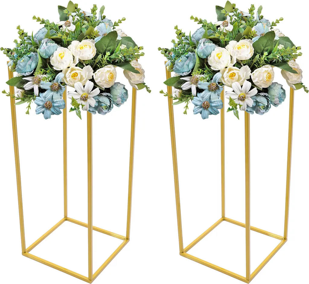 Porte-fleurs sur pied en fer doré 60 cm pour décoration événementielle