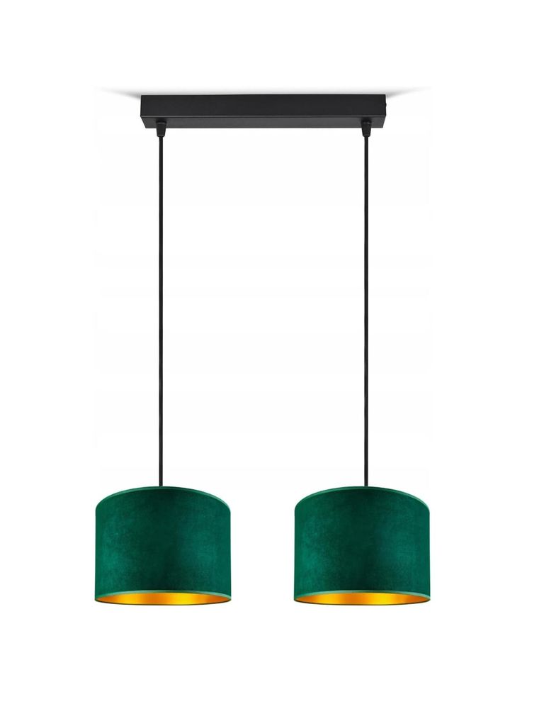 Deckenlampe Grün Lampe Leuchte aus Velours Vintage Modern E27 Designerlauchte 2-flammig N230-H2-G