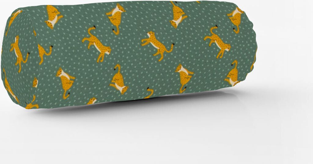 SCHÖNER LEBEN. Kissenhülle Ottoman Leopard Punkte grün gelb Größe 15x40cm (ØxB) Nackenrolle 15x40cm (ØxB) Nackenrolle Größe
