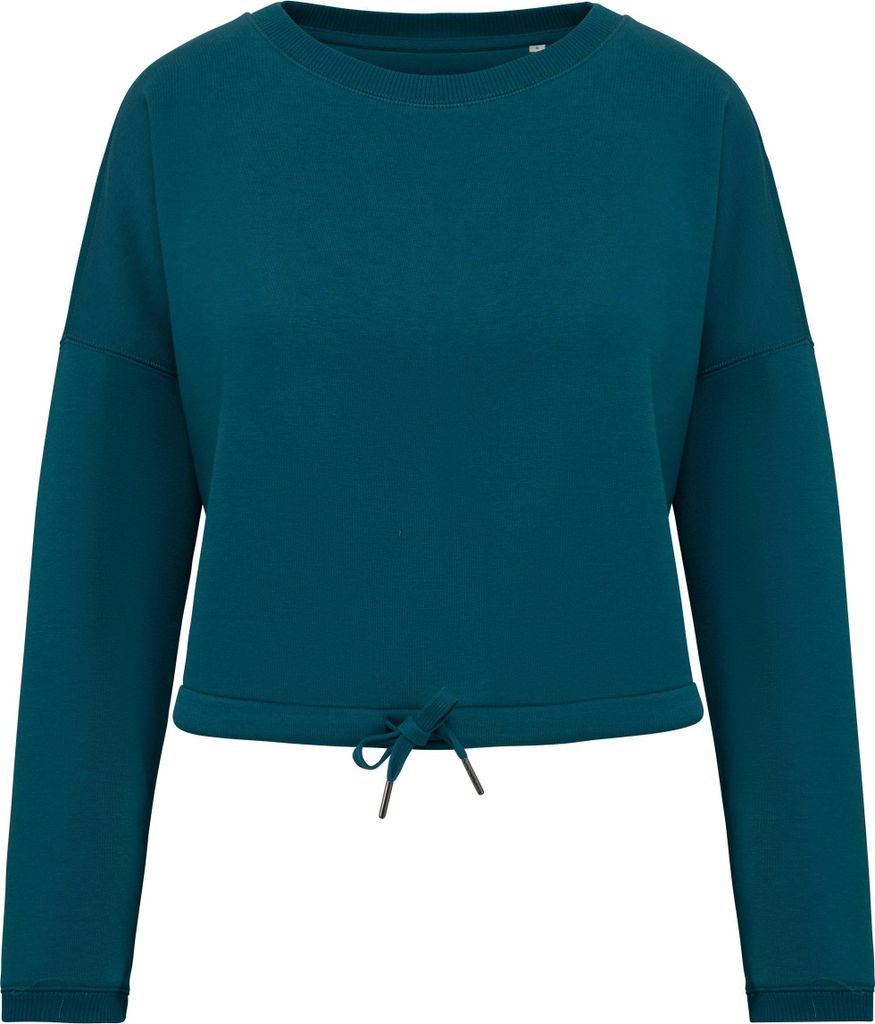 Native Spirit Umweltfreundliches cropped Oversize Damen Sweatshirt mit Rundhalsausschnitt