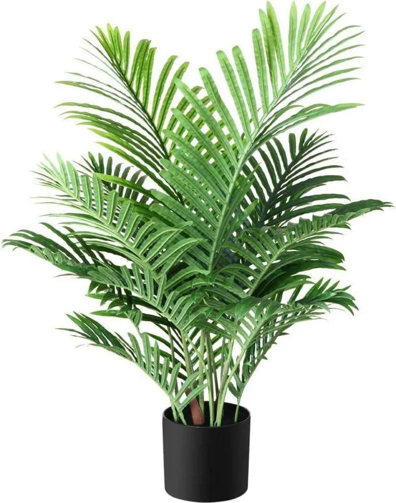 Fopamtri Areca Palmier Artificiel 90cm Plante Verte en Pot - Lot de 1